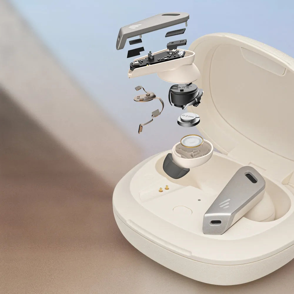TWS NB2 active noise cancelling Bluetooth in-ear headset in calm white plastic with IPX5 waterproof rating