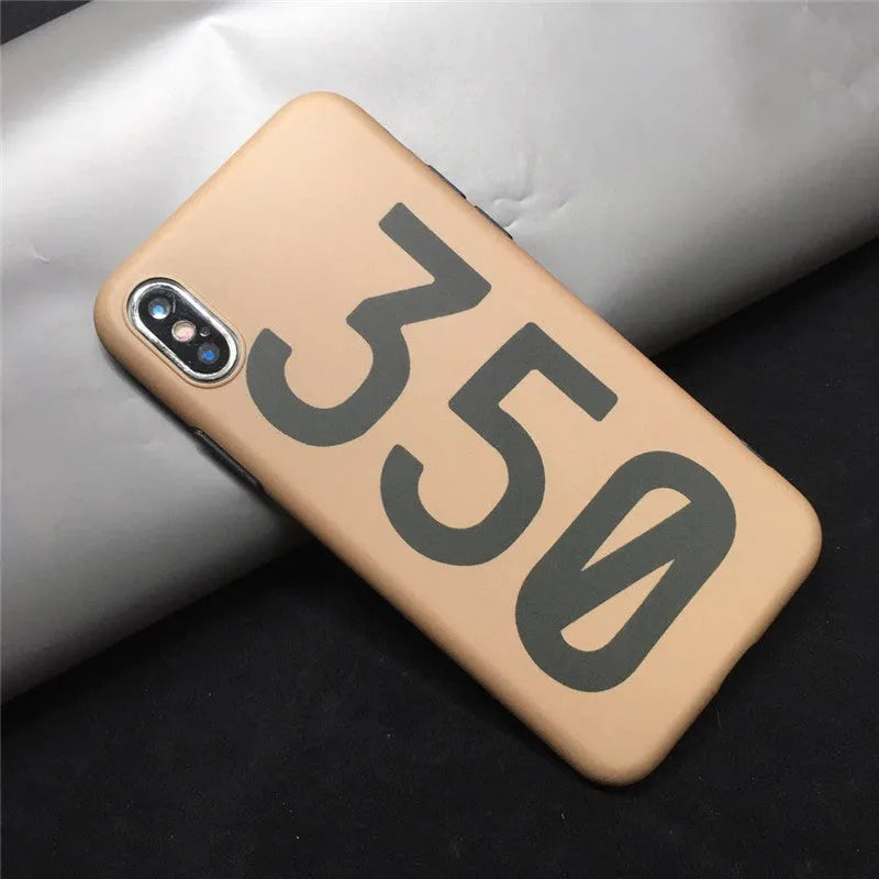 Number 350 brown cover phone case for iPhone with port cutouts and stitched edges