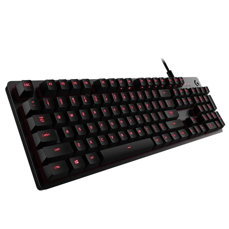 G413 104-key mechanical keyboard with metal panel and backlight, USB wired, in black red light or silver white light