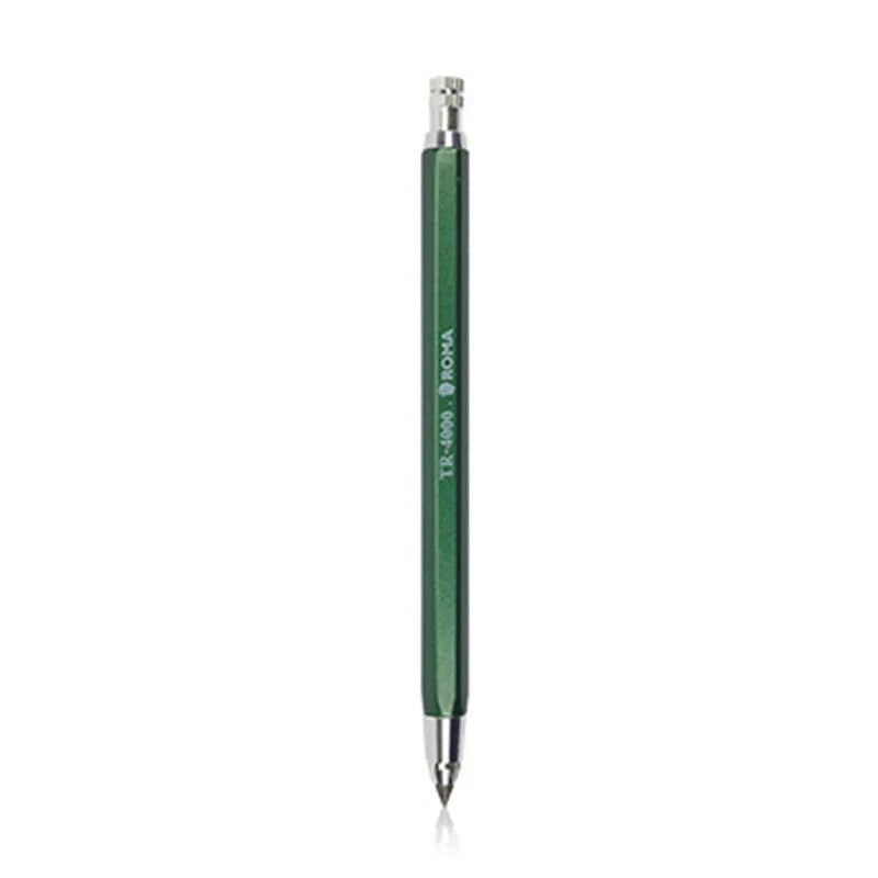 4.0mm mechanical drawing pencil with six tubes of coloured lead refills in blue green orange yellow rose red orange red