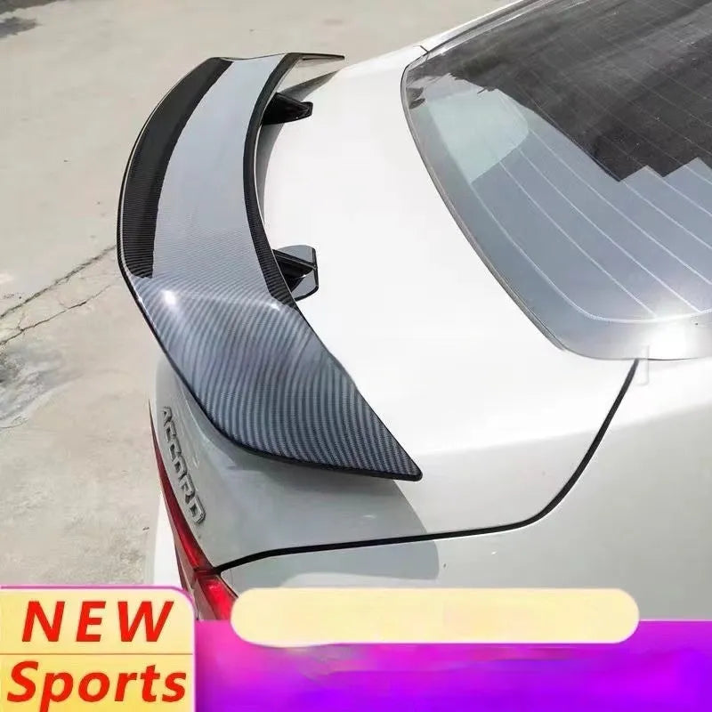 Universal punch-free fixed-air car spoiler tail wing made from black ABS plastic.