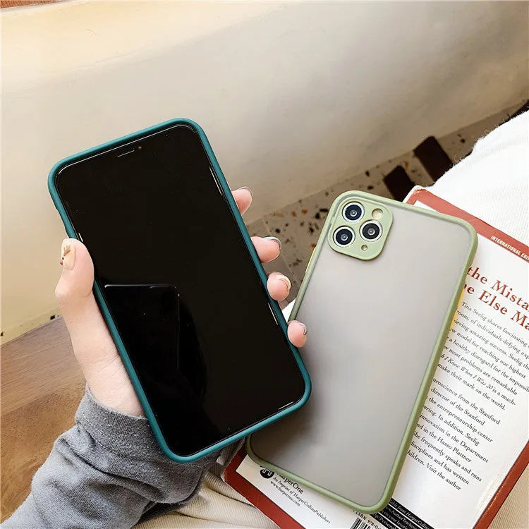 Frosted transparent TPU silicone phone case back cover for iPhone, colour black, business style