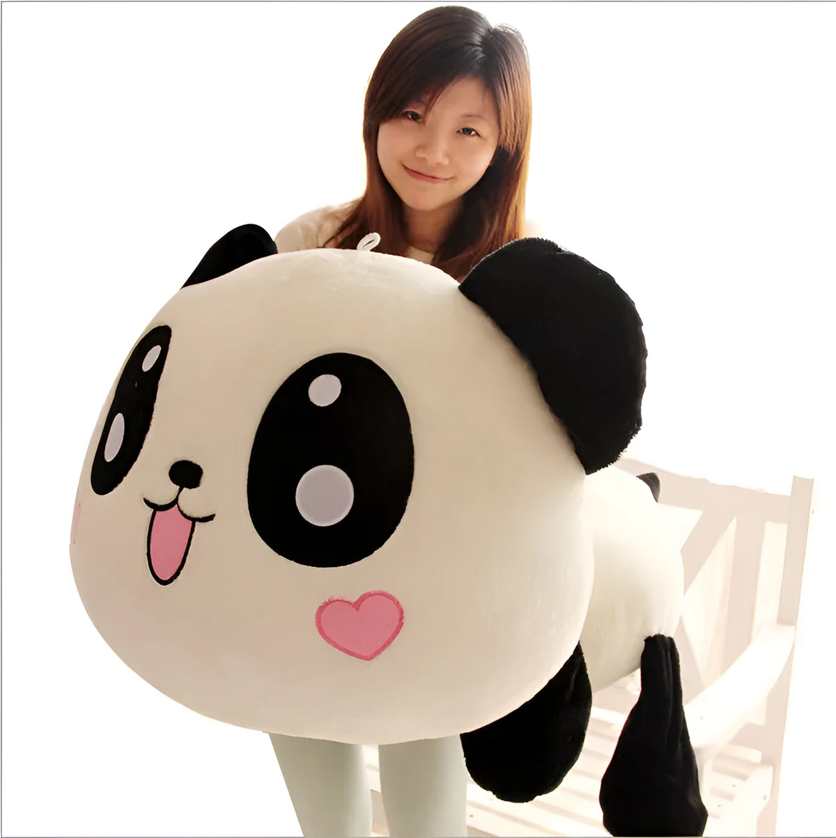 Plush toy panda in Panda colour, soft plush material, 45 cm listing size, available in three face styles and five sizes.