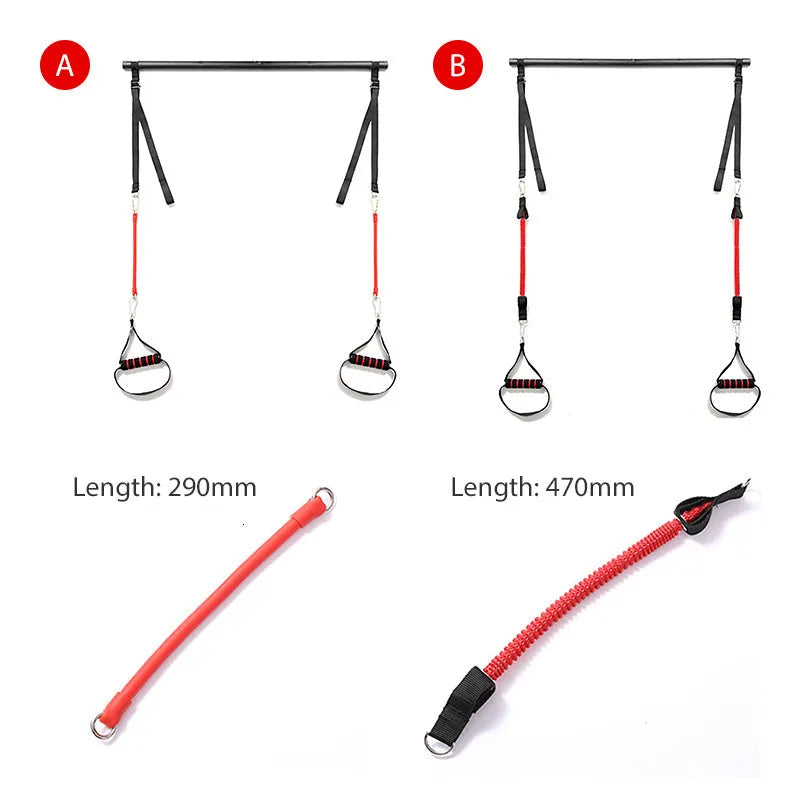 Body workout trainer bar with 100cm pole and resistance bands with rubber buckles for strength training