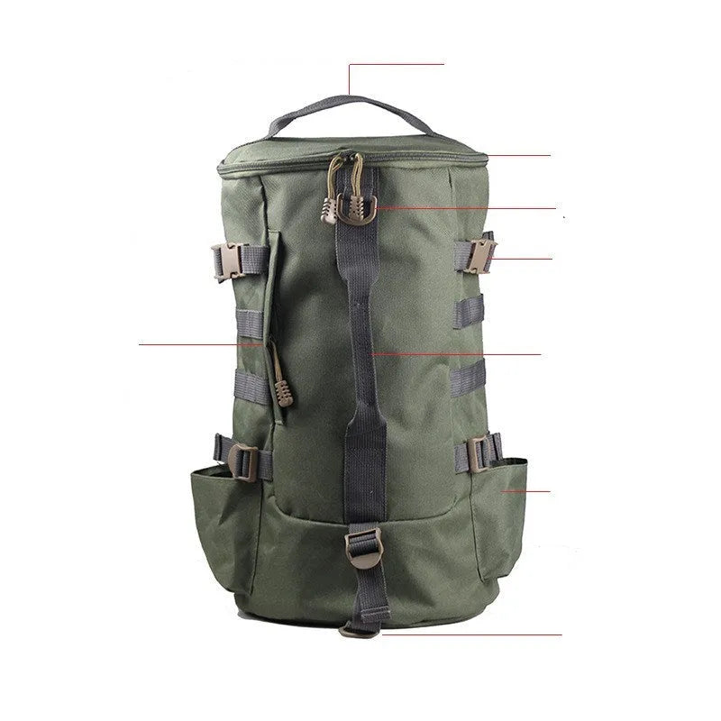 Multi-functional nylon fishing storage rod bag for bait, line, rod and reel in black or army green