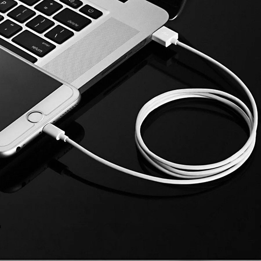 USB travel charger compatible with iPhone and iPad devices with optional charging cable lengths