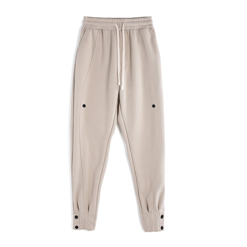 Men's loose fit cotton composite milk silk sports trousers in solid colours for spring autumn outdoor casual wear