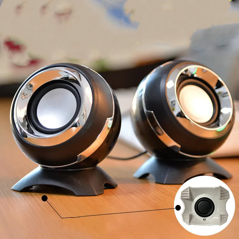 Mini multimedia desktop speakers for computers with USB power in multiple colour options