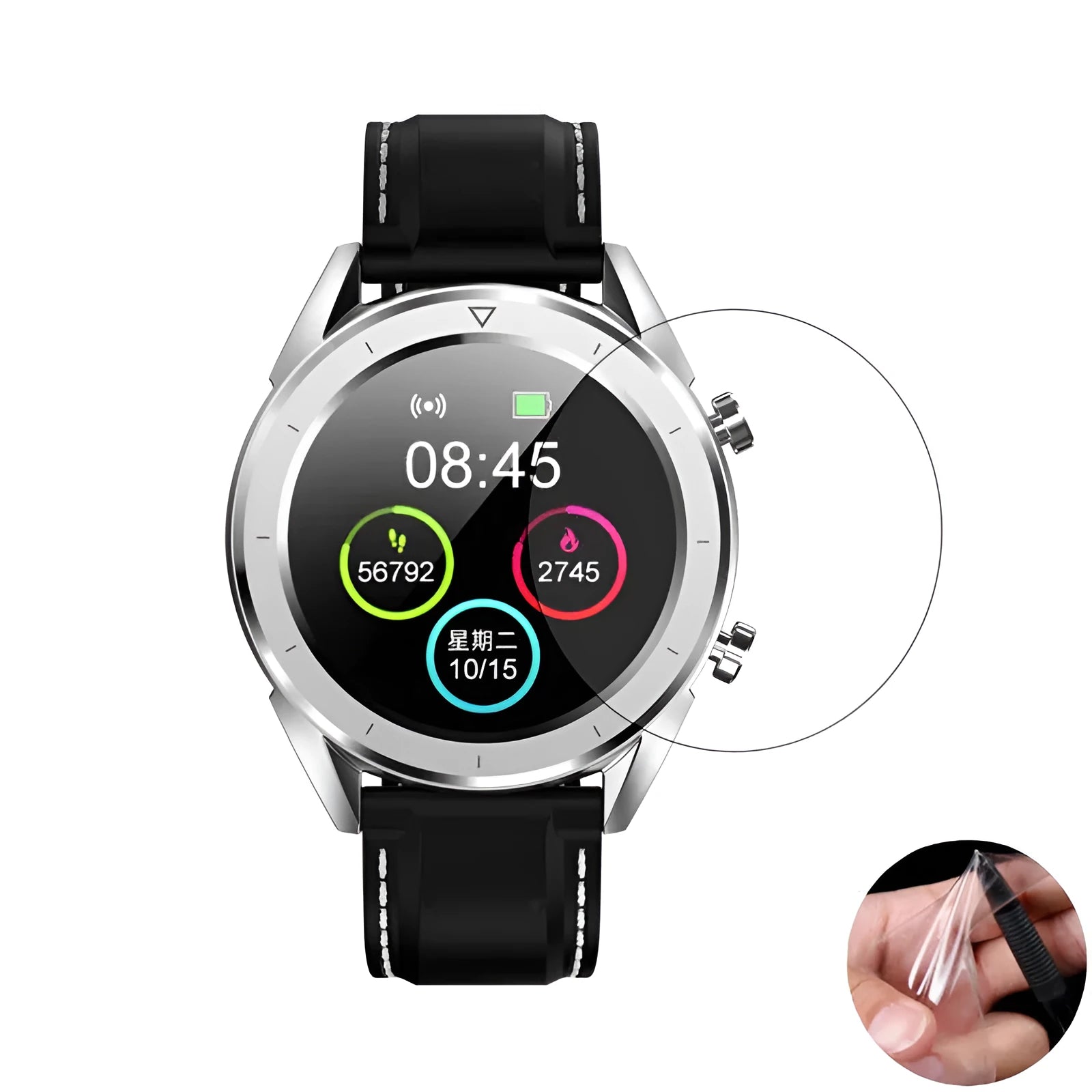 Three transparent PET screen protector films for Ticwatch 2 smart watch with matte finish