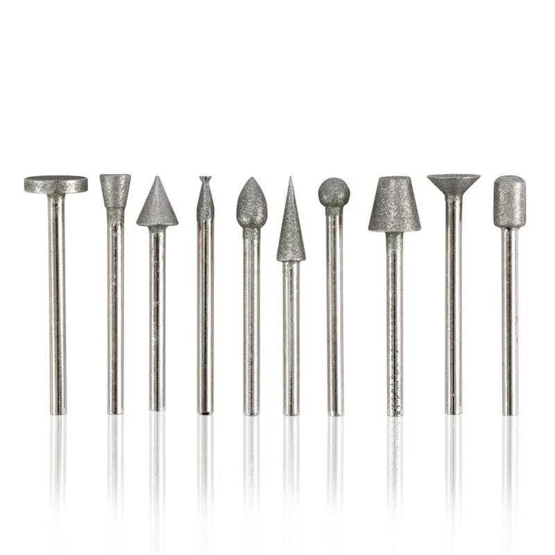 Alloy grinding head set with elliptical cone emery heads for glass jade stone carving