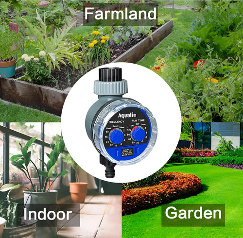 Automatic watering timer device with display and indoor ball valve for 3/4 inch faucet connection