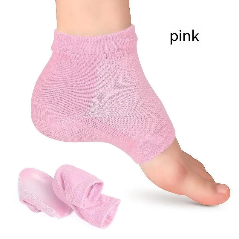 Half insole bionic thickened foot sock in pink, gray, black, and blue on a white background
