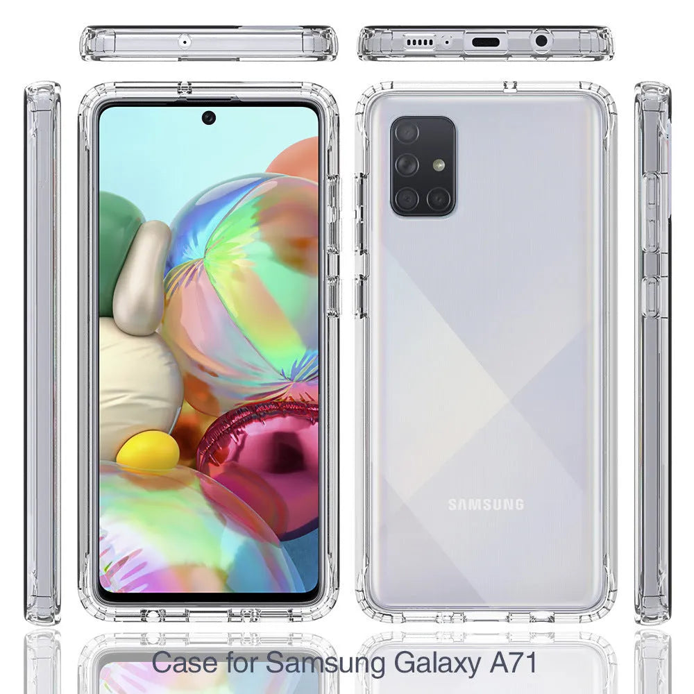 Transparent anti-drop phone case for Samsung Galaxy smartphones showing clear design