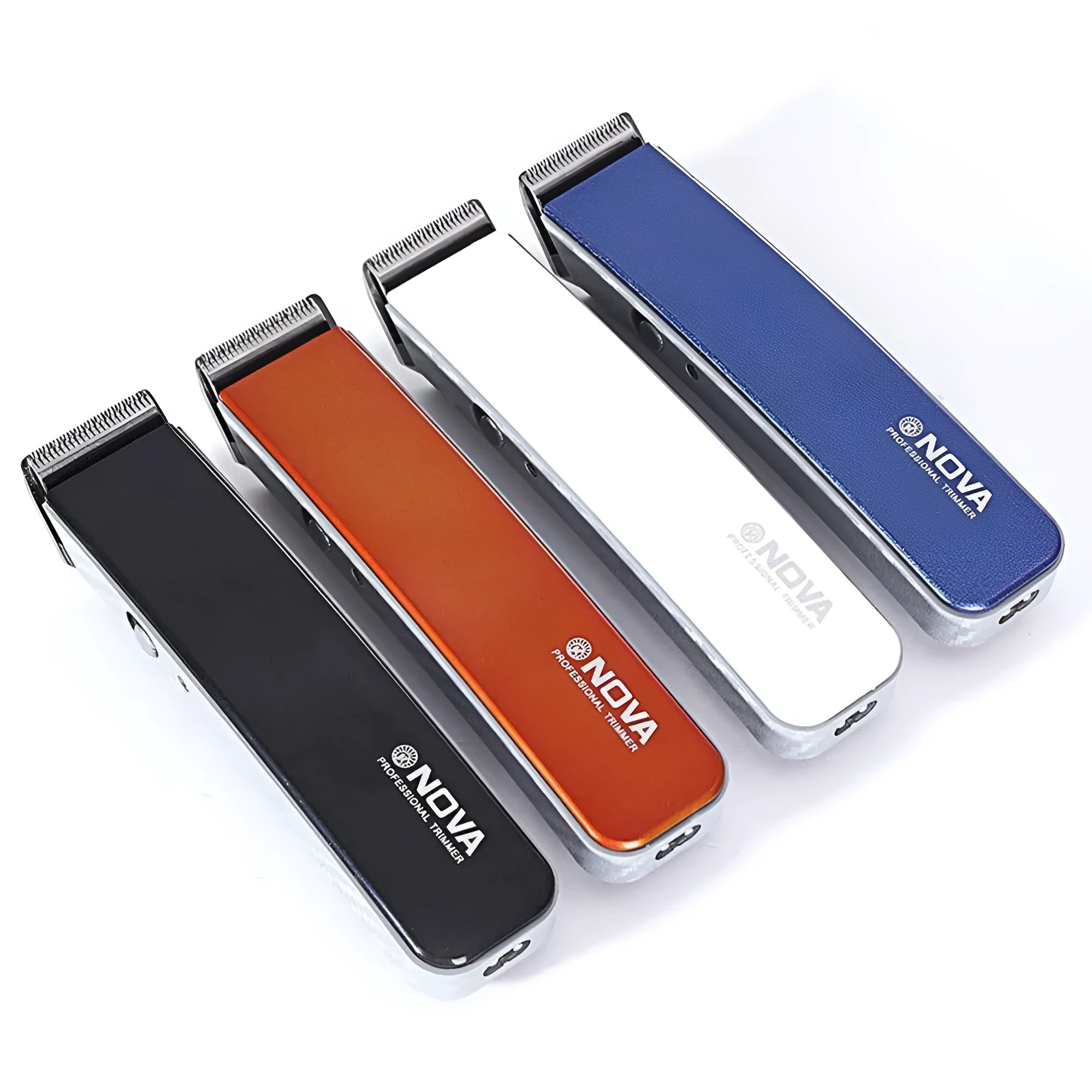 Electric hair clipper with removable blade head, shown in blue colour option.