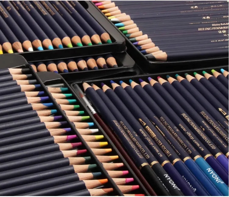 Water soluble coloured pencils with water soluble colour lead in 12 to 72 colour sets and 2B B 5B 3B H 4B hardness.