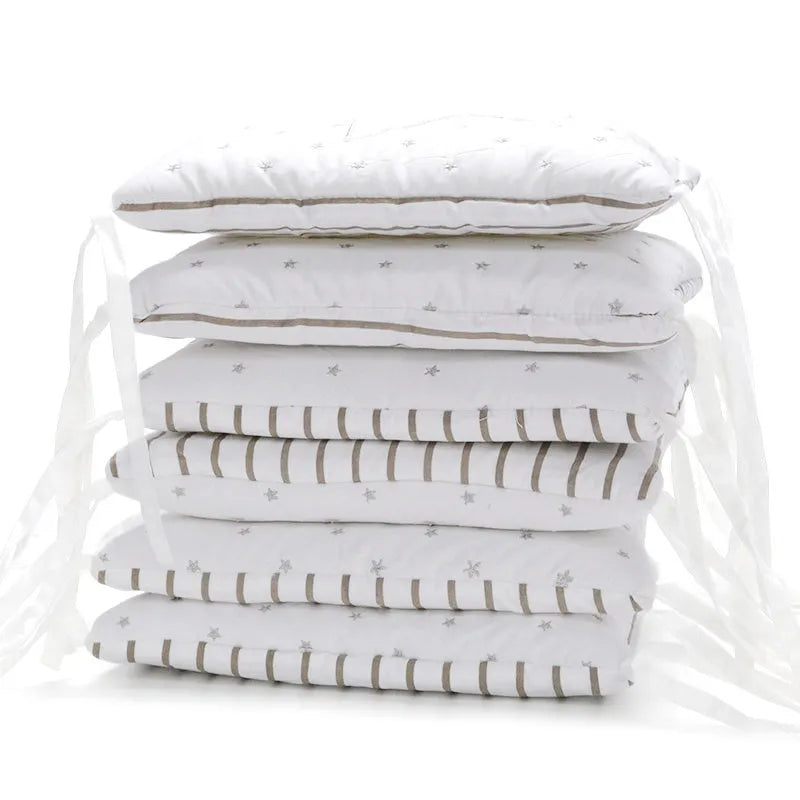 Set of six 30x30 cm pure cotton baby cot bumpers with cartoon computer embroidery pattern in photo colour