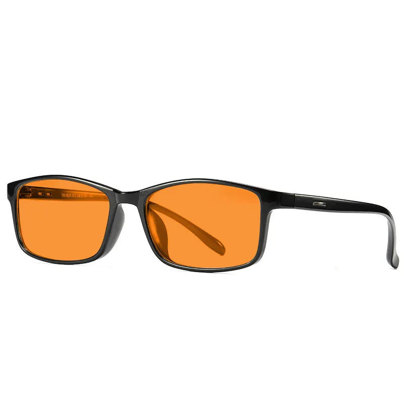 Orange anti-blue light UV glasses with full rim frame in multiple colour options