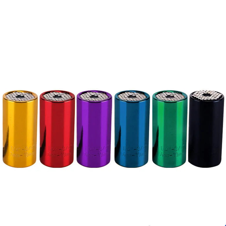 Universal socket metal 52mm x 25mm in Black, Blue, Green, Purple, Red, Silver, and Yellow.