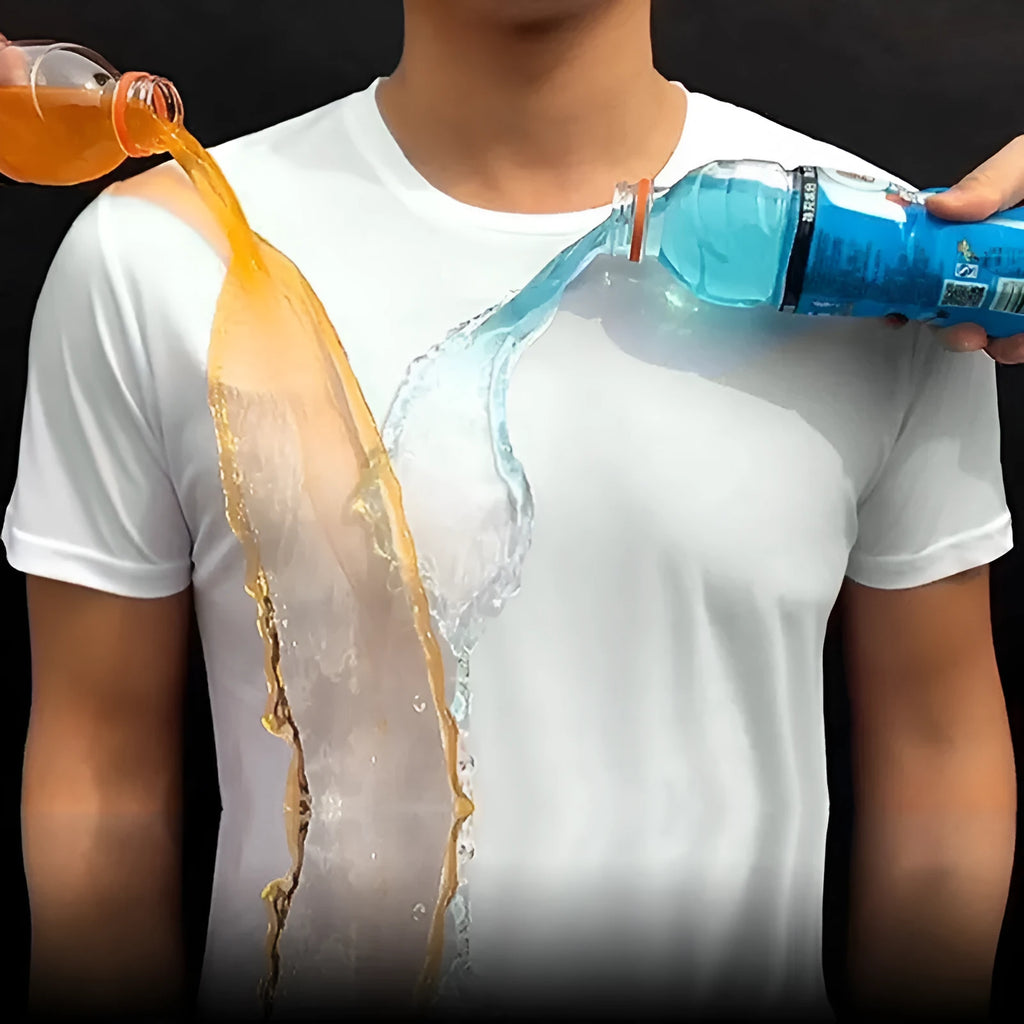 Quick-drying waterproof anti-fouling plain round neck half sleeve T-shirt in white for sports and casual wear