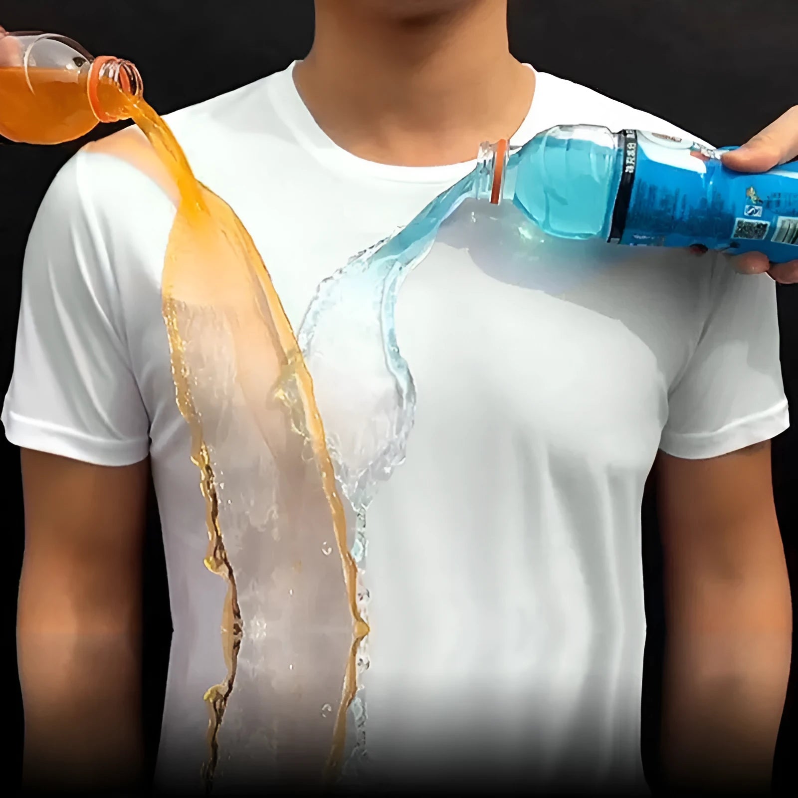 Quick-drying waterproof anti-fouling plain round neck half sleeve T-shirt in white for sports and casual wear