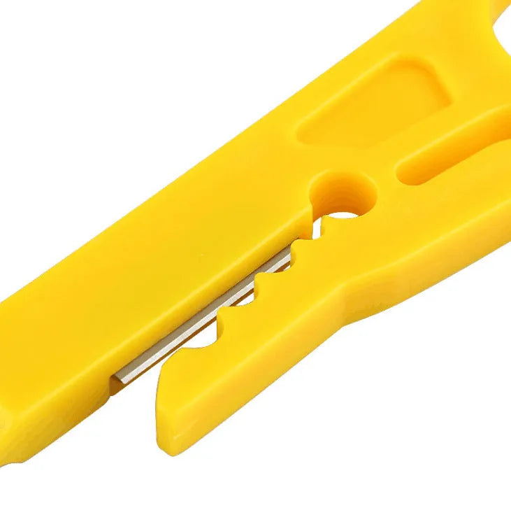 Yellow mini portable wire stripper tool with 0.6mm stripping diameter for network and telephone cables.