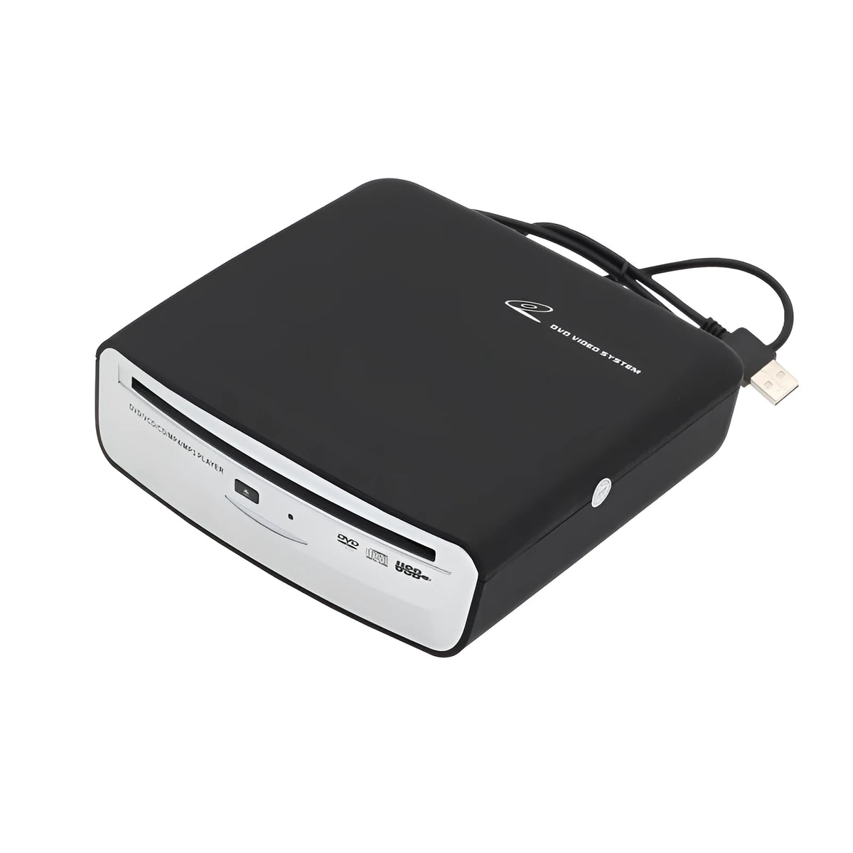 External car DVD burner with slot-in disc loading, black finish, USB interface for Android navigation