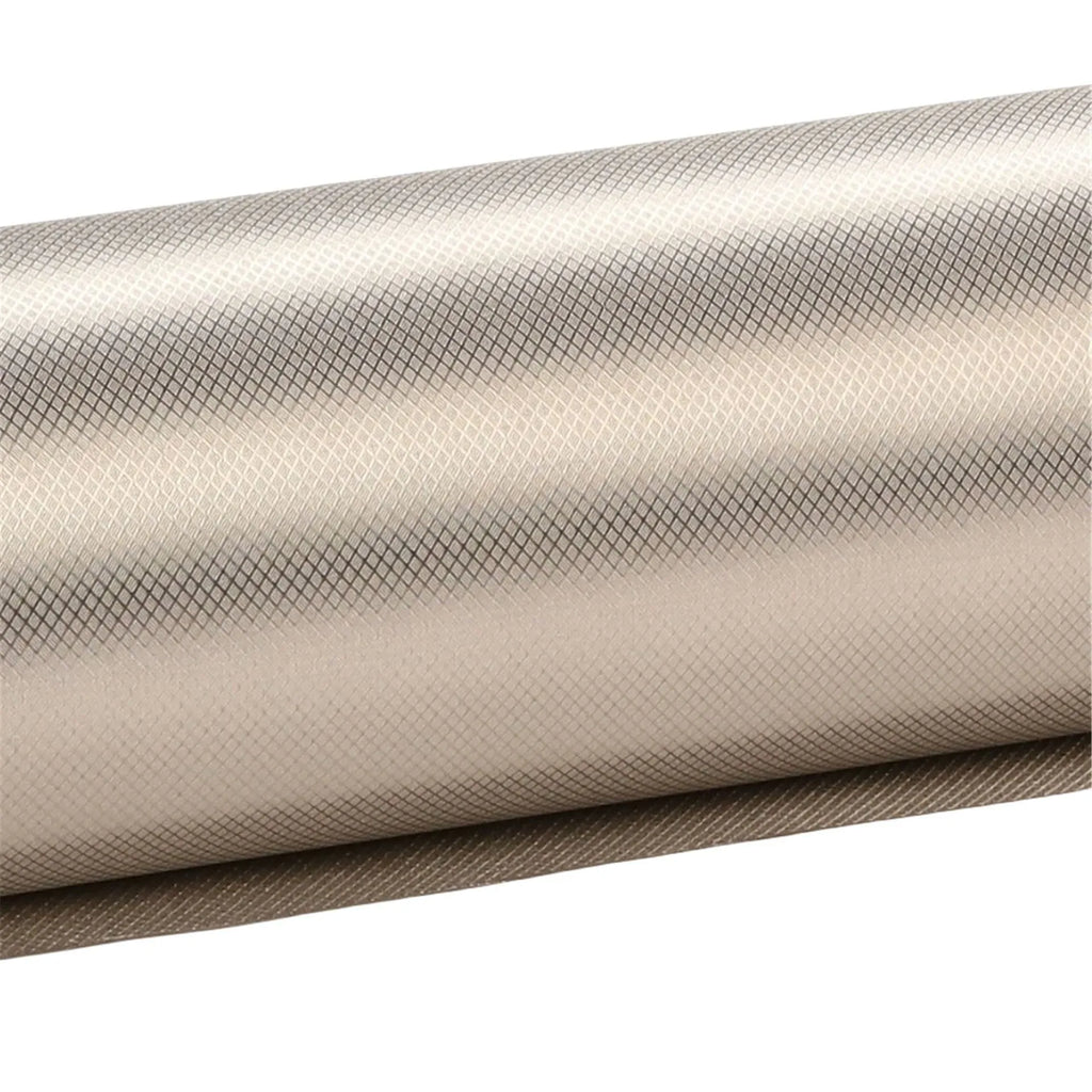 Grey diamond lattice pattern signal shielding fabric with copper and nickel weave.