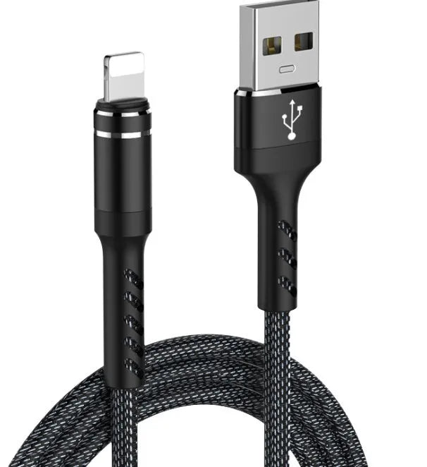 Fast charging iPhone USB cable 1m nylon braided aluminium alloy connector black