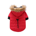 Polyester pet winter clothing in green, grey or red, sizes S M L XL for dogs and cats