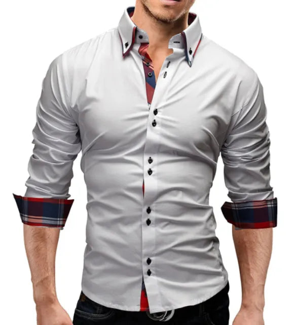 Classic inner slim men shirt in cotton polyester, 40% cotton, available in five colours and sizes M to 3XL.