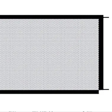Black foldable cloth pet fence for dogs, placed indoors near doorway