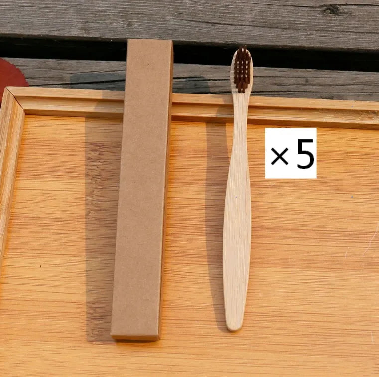 Eco friendly bamboo soft fibre toothbrush with biodegradable handle for adults