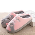 LovelyCotton cat slippers with soft suede vamp, warm plush lining, and PVC sole, low heel, indoor use.