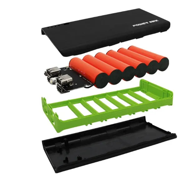 20000mAh 4U fast charging power bank in red, blue, green, yellow, and black colour options