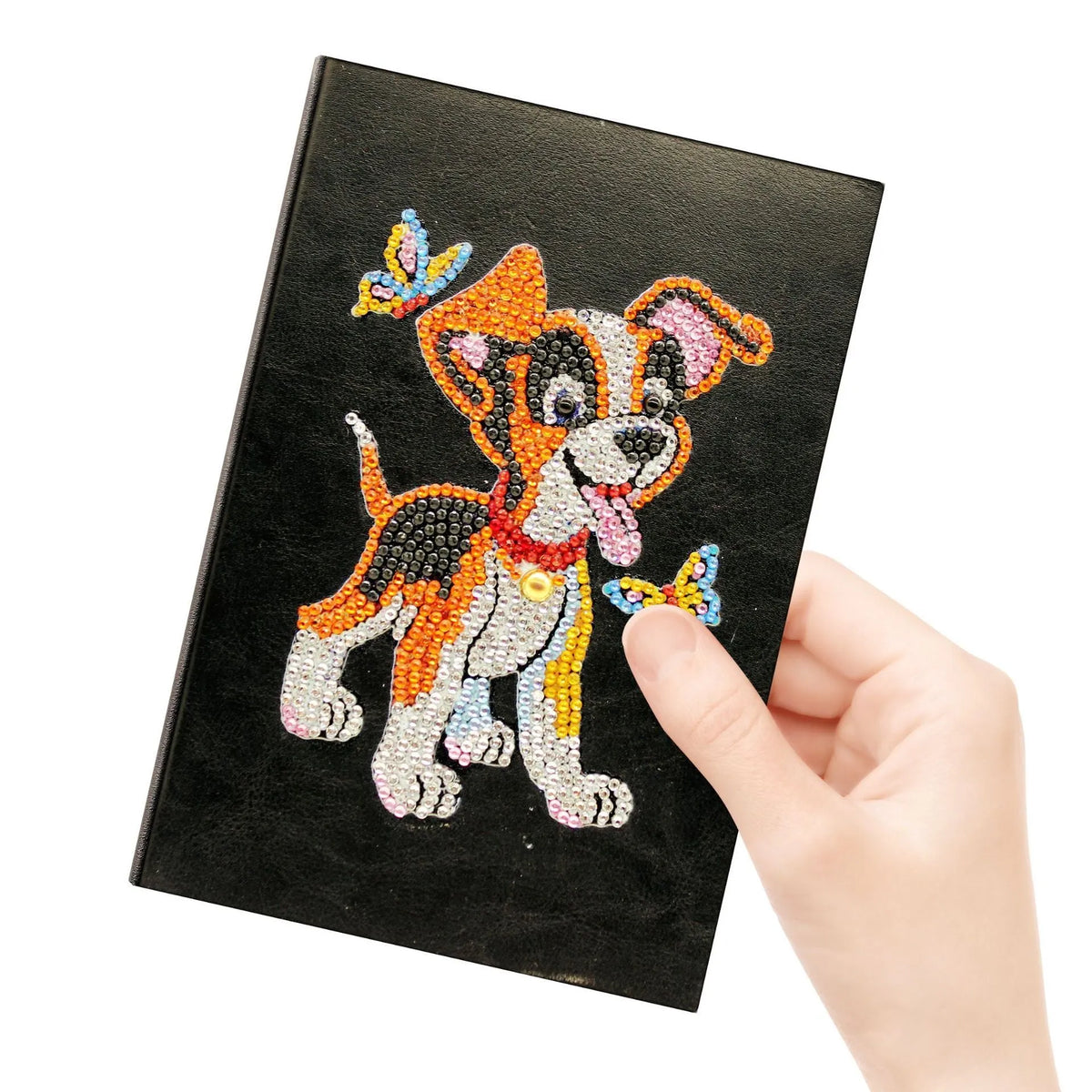 A5 diamond painting notebook with black cover, 50 pages, and 142x207x8mm dimensions