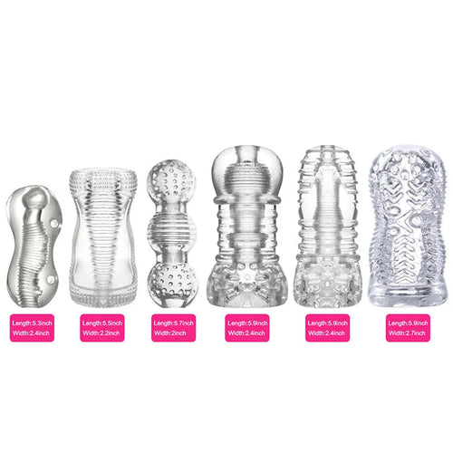 Transparent TPE airplane bottle male penis exerciser with seven stage options