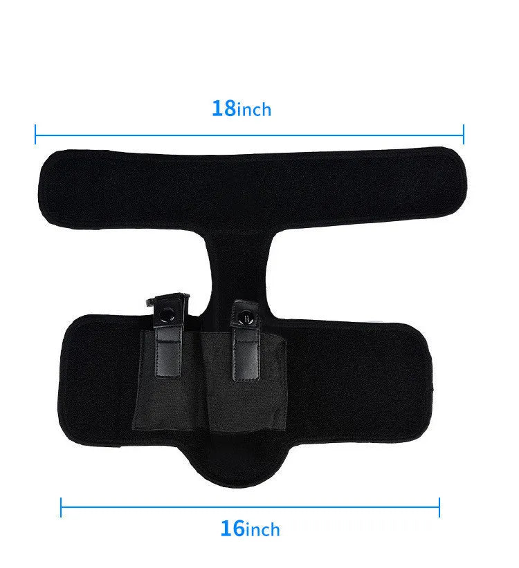 Black neoprene invisible ankle holster for universal pistol with 200g weight and 18x16x13cm dimensions
