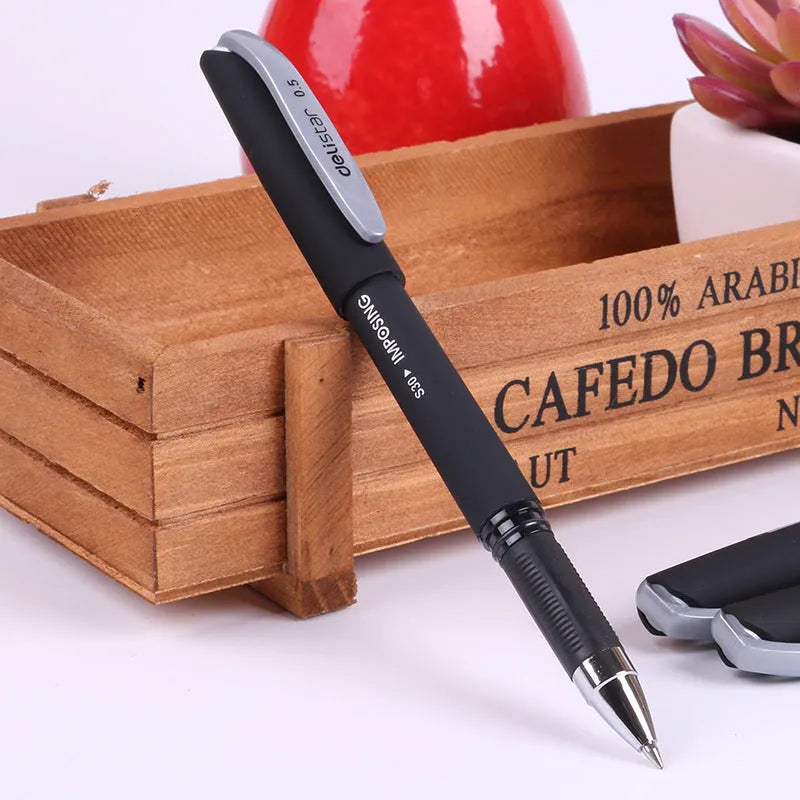 Frosted black carbon pen with 0.5mm tip, model S30, on white background