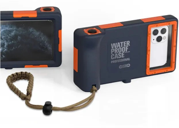Orange universal waterproof phone case for iPhone and Samsung Galaxy smartphones