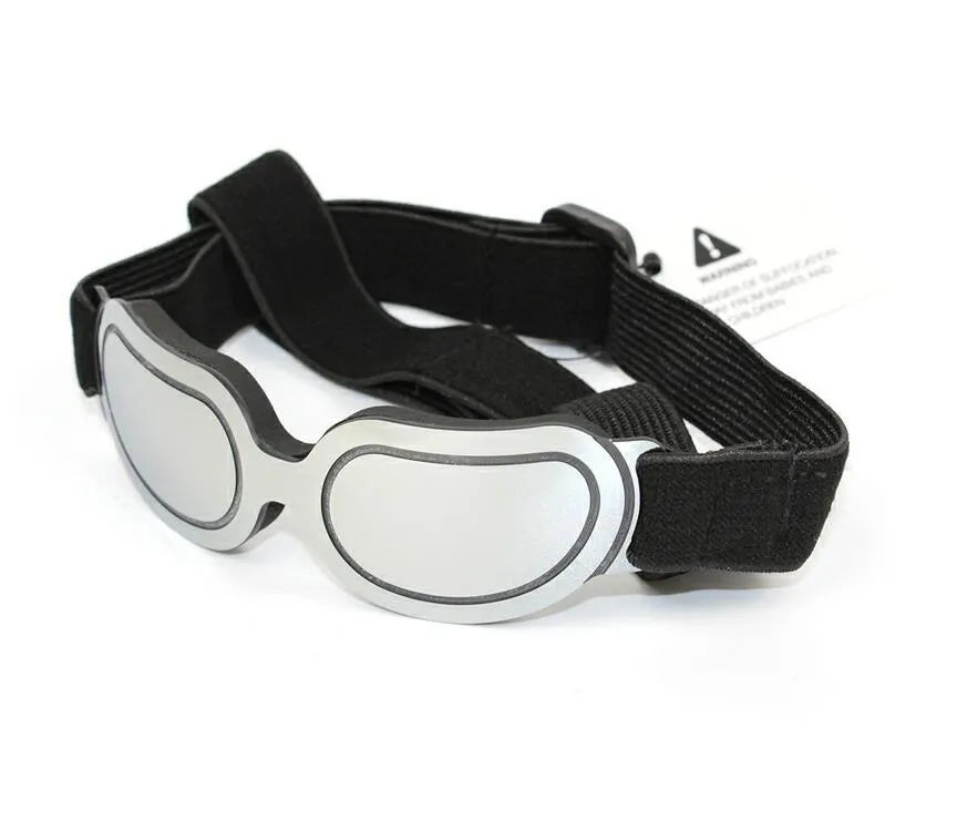 Colourful pet sunglasses for dogs and cats with PC frame, shown in Dazzle, black, blue, and silver colourways