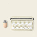 Retro Bluetooth keyboard and mouse set with adjustable bracket in beige colour for iPad