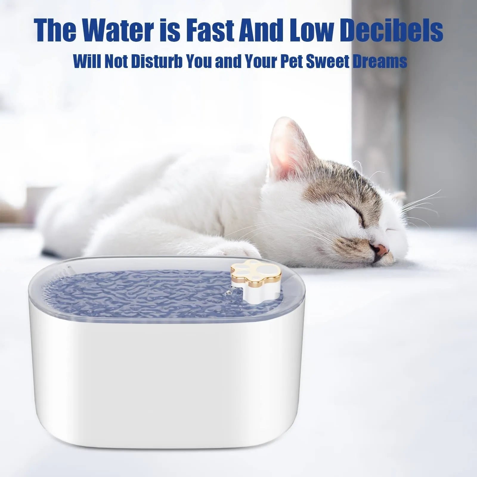 Berlin blue automatic pet water fountain with LED light indicator and triple filter system