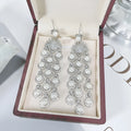 Micro inlay zircon beaded fringe earrings in gold zircon colour on copper base, drop dangle style