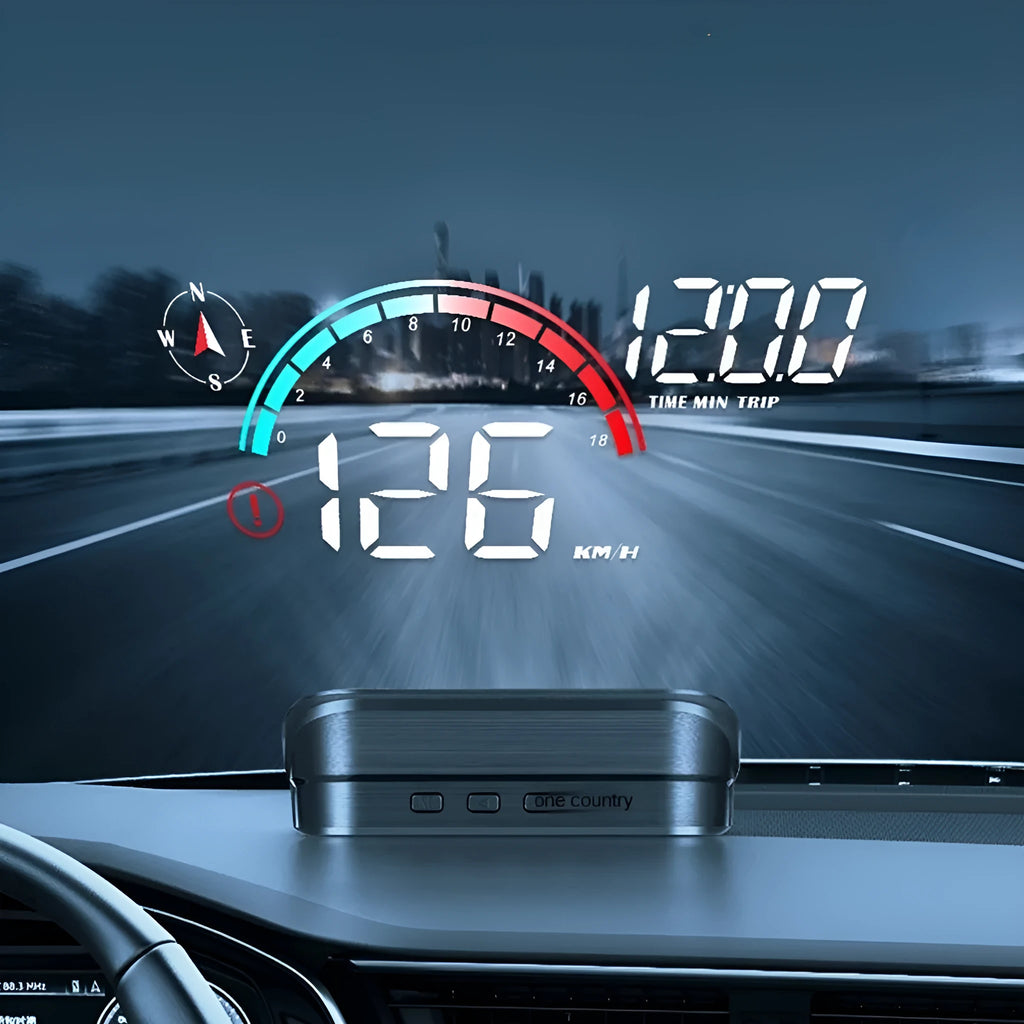 Black universal car head-up display GPS speed projector with USB cable for dashboard mounting