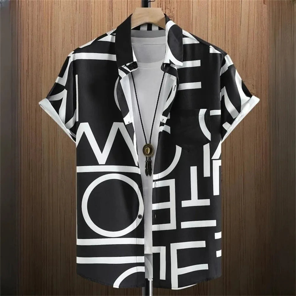 Men's camouflage T-shirt with 3D digital stitching pattern in loose cardigan style