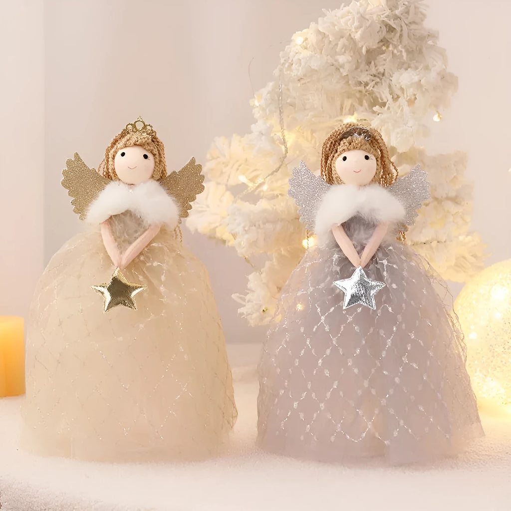 Ins cute angel little girl doll ornament in gold or light grey, non-woven fabric, 26x15cm