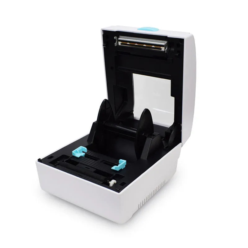 White compact Bluetooth heat-sensitive label printer with USB port