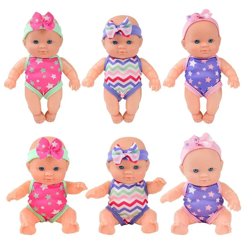 Detailed vinyl simulation baby doll figurine collectible model in display pose