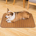 Brown woven rattan fibre dog cooling mat shown in a large size.