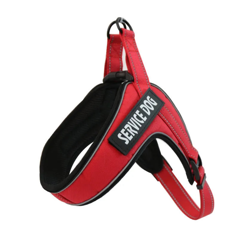 Custom breathable dog harness vest with reflective strip, metal buckle and adjustable Velcro, in blue, black, red, green or pink.